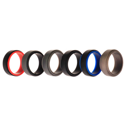 ROQ Silicone Wedding 2Layer Step Ring Set - Black