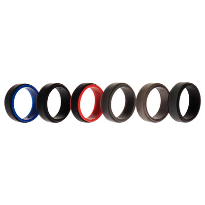 ROQ Silicone Wedding 2Layer Step Ring Set - Black