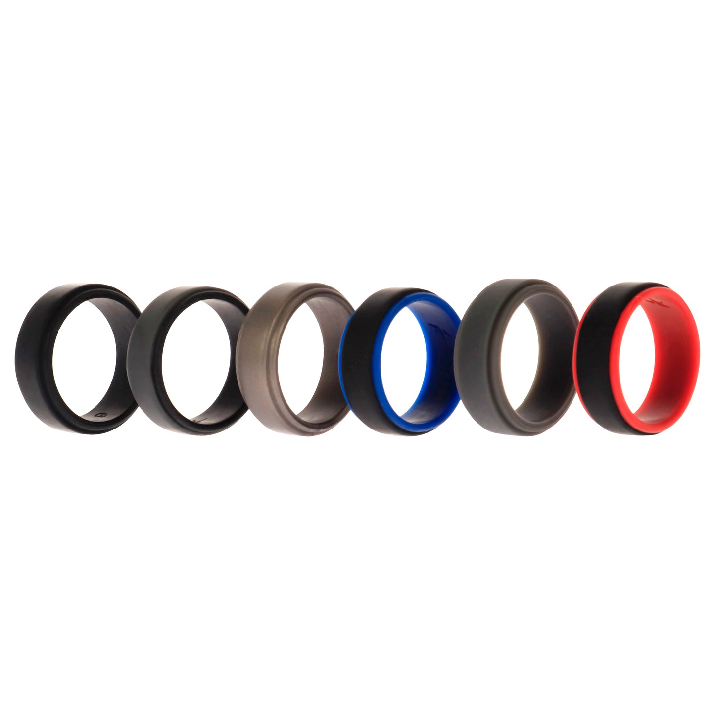 ROQ Silicone Wedding 2Layer Step Ring Set - Black
