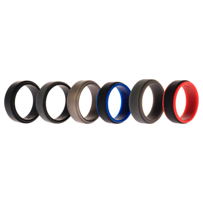 ROQ Silicone Wedding 2Layer Step Ring Set - Black