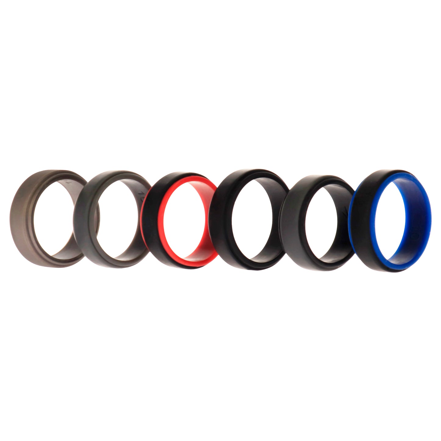 ROQ Silicone Wedding 2Layer Step Ring Set - Black