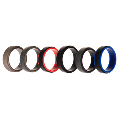 ROQ Silicone Wedding 2Layer Step Ring Set - Black