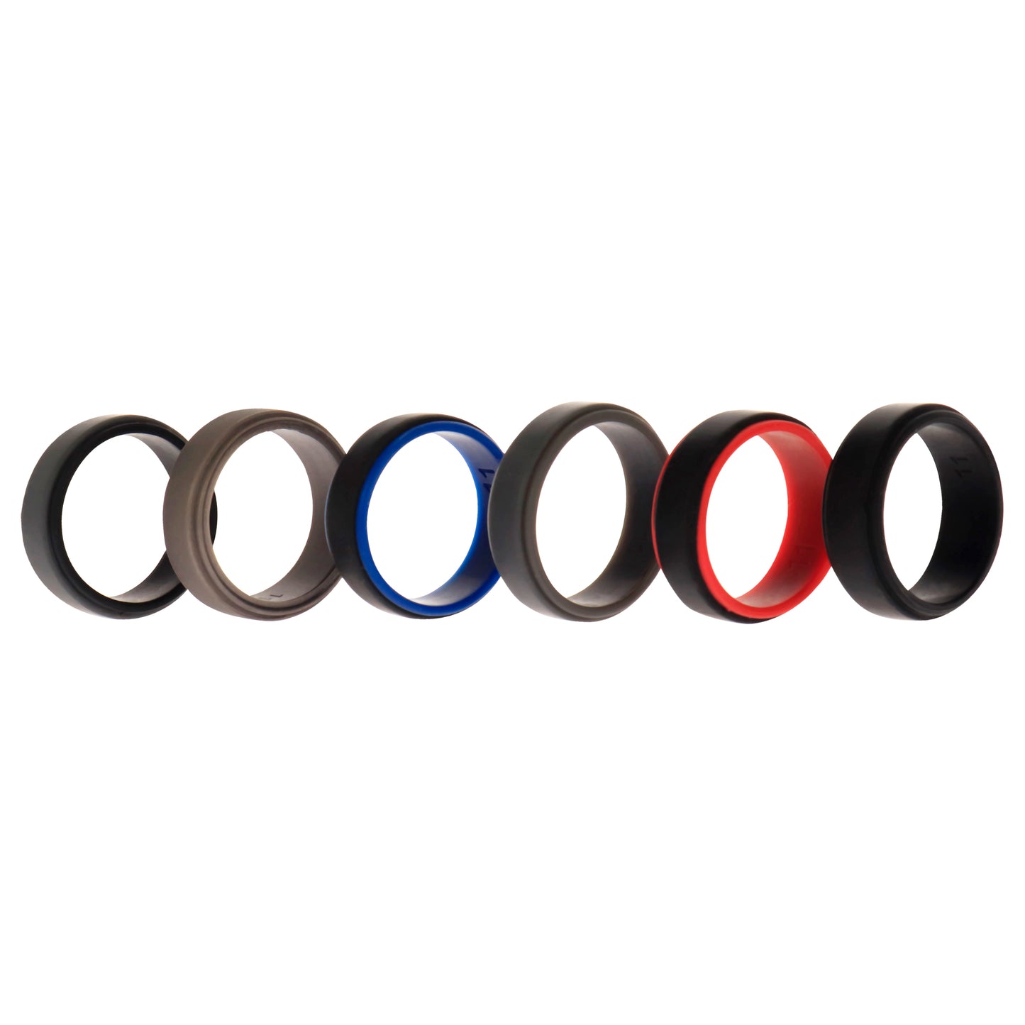 ROQ Silicone Wedding 2Layer Step Ring Set - Black
