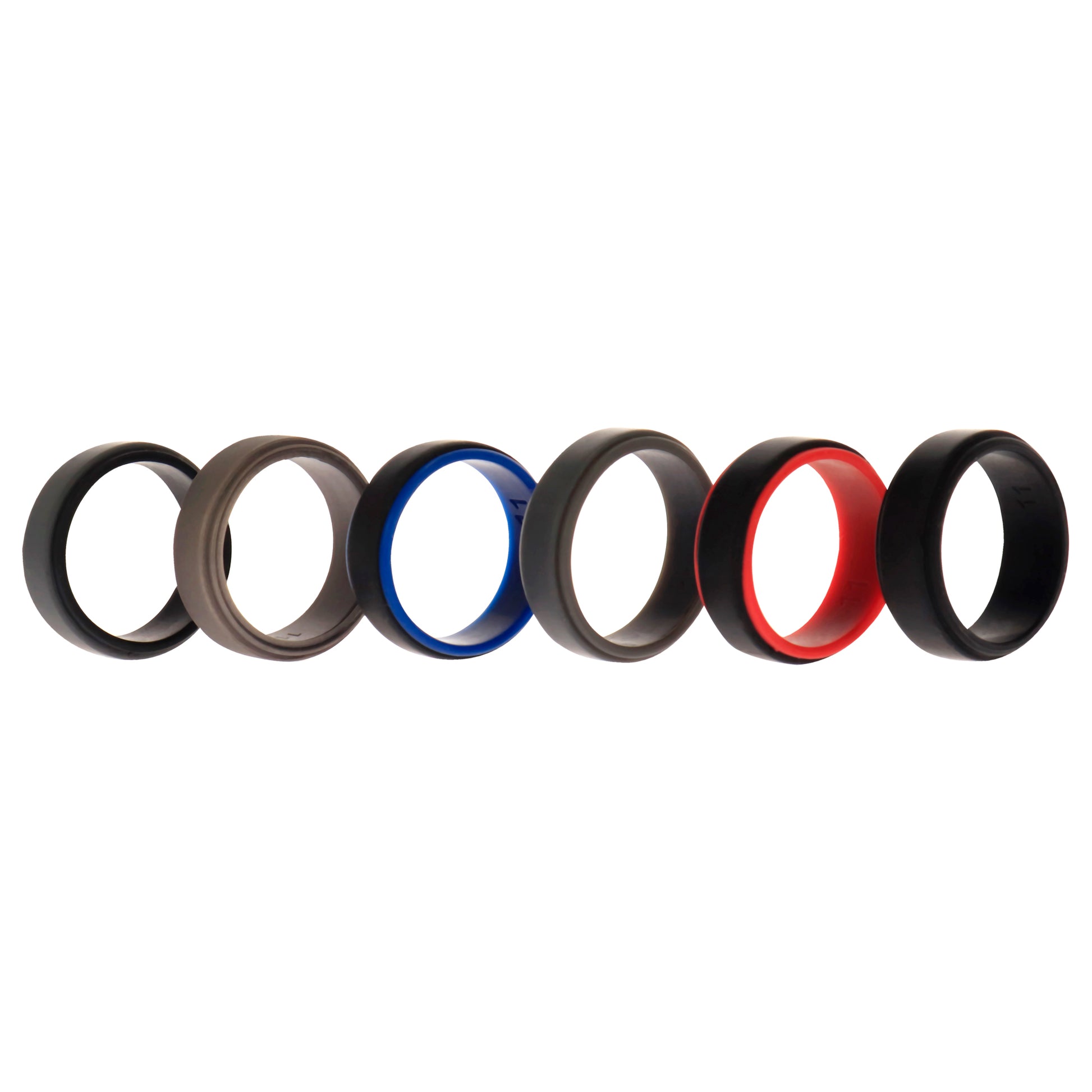 ROQ Silicone Wedding 2Layer Step Ring Set - Black