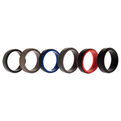 ROQ Silicone Wedding 2Layer Step Ring Set - Black