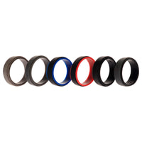 ROQ Silicone Wedding 2Layer Step Ring Set - Black