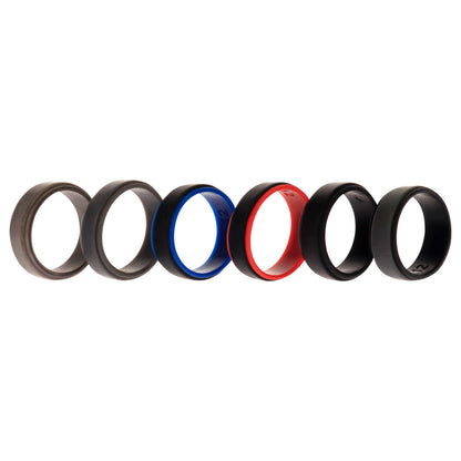 ROQ Silicone Wedding 2Layer Step Ring Set - Black