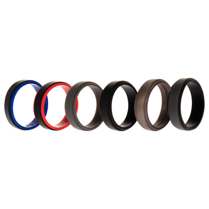 ROQ Silicone Wedding 2Layer Step Ring Set - Black
