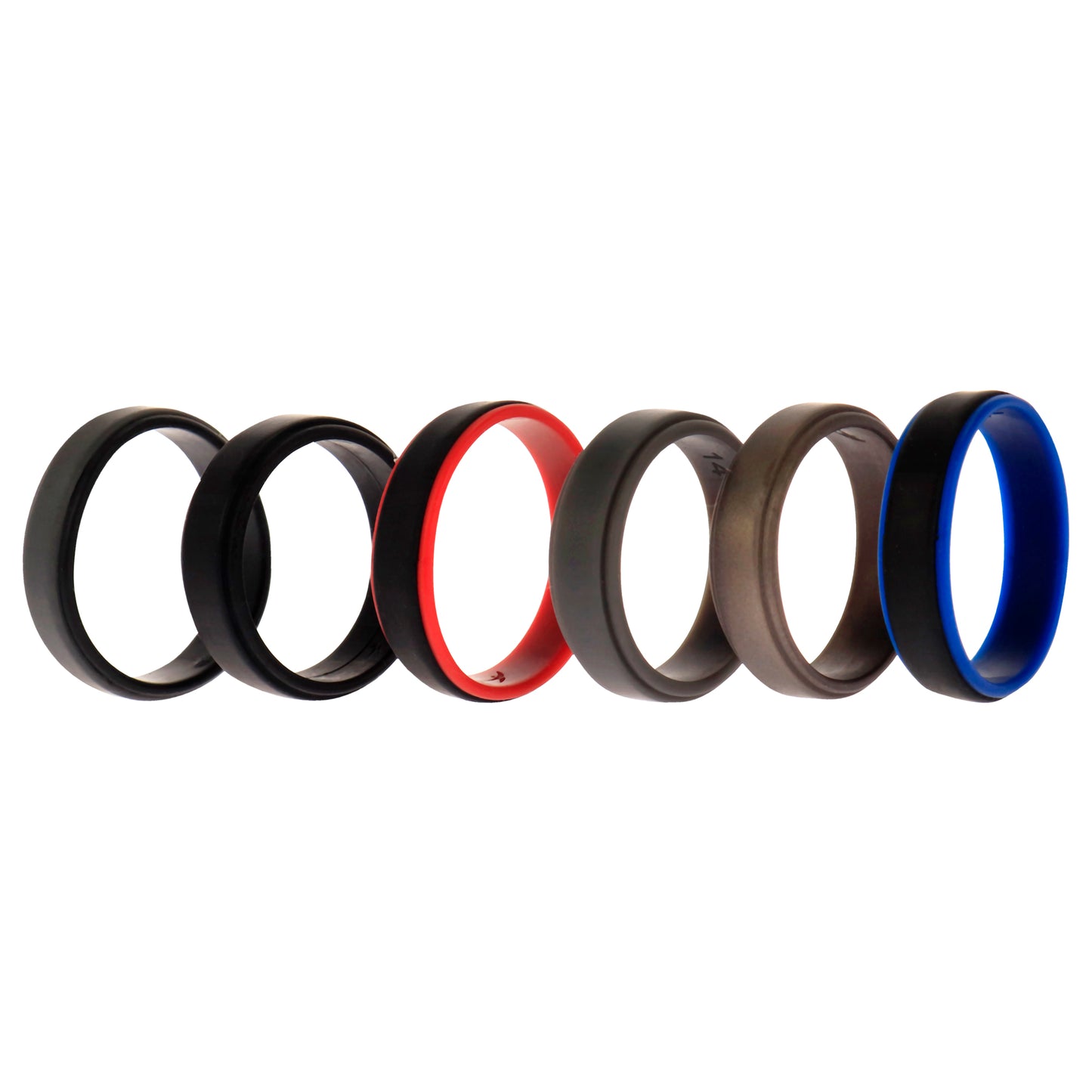 ROQ Silicone Wedding 2Layer Step Ring Set - Black