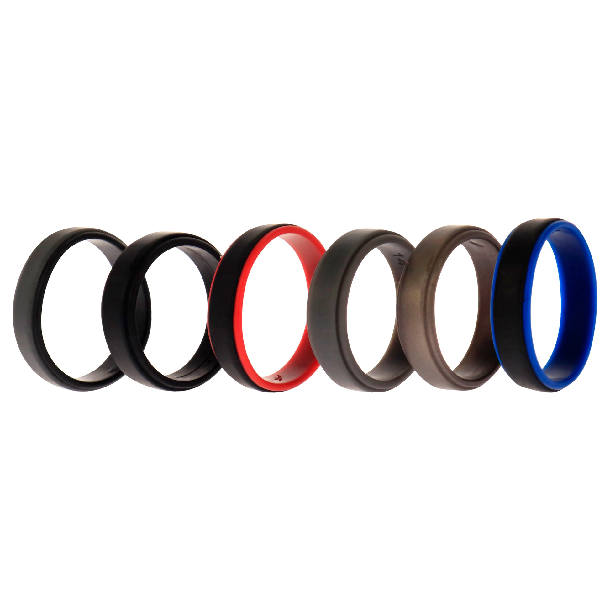 ROQ Silicone Wedding 2Layer Step Ring Set - Black