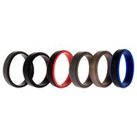 ROQ Silicone Wedding 2Layer Step Ring Set - Black