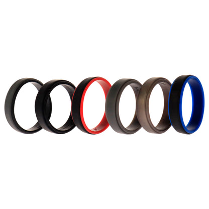 ROQ Silicone Wedding 2Layer Step Ring Set - Black