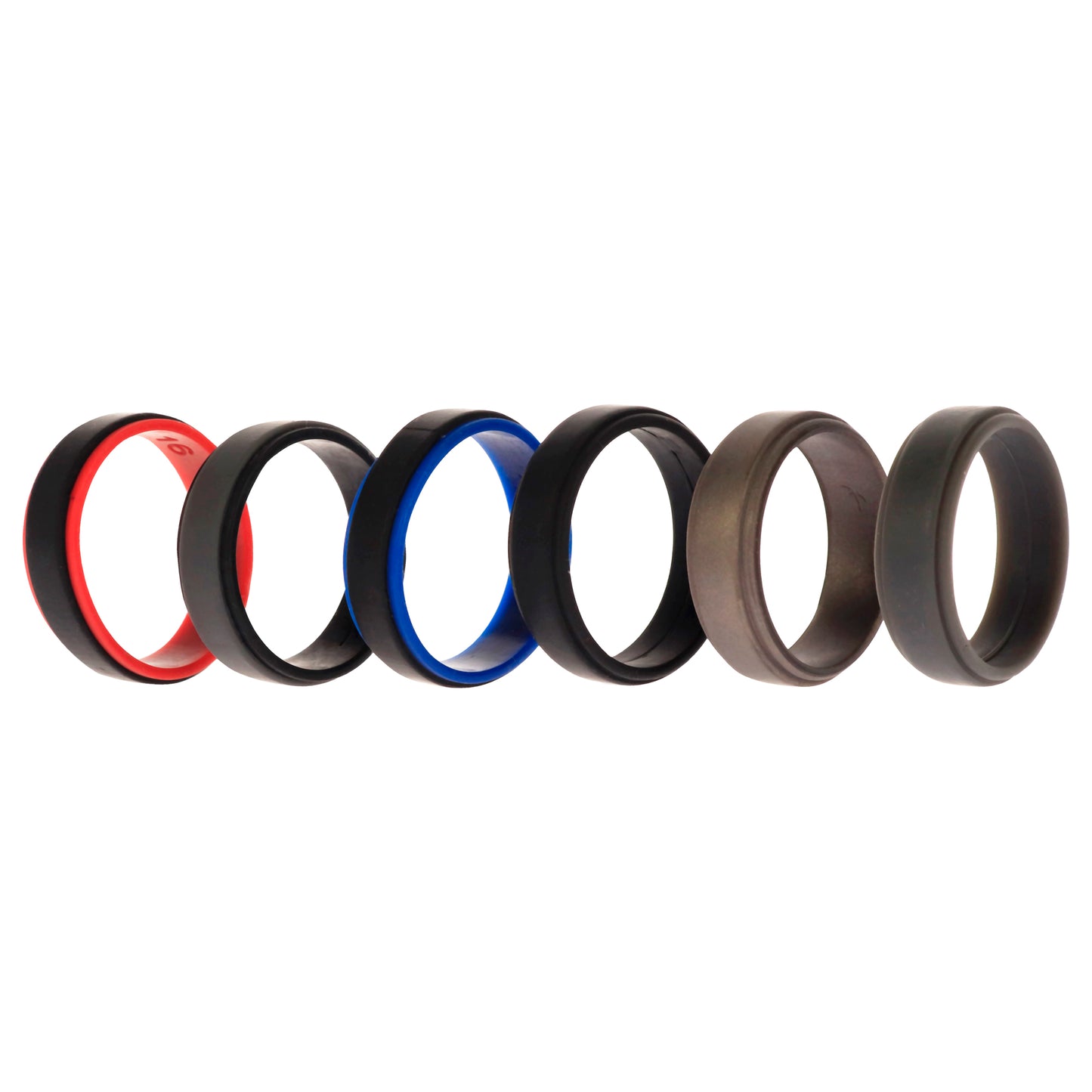 ROQ Silicone Wedding 2Layer Step Ring Set - Black