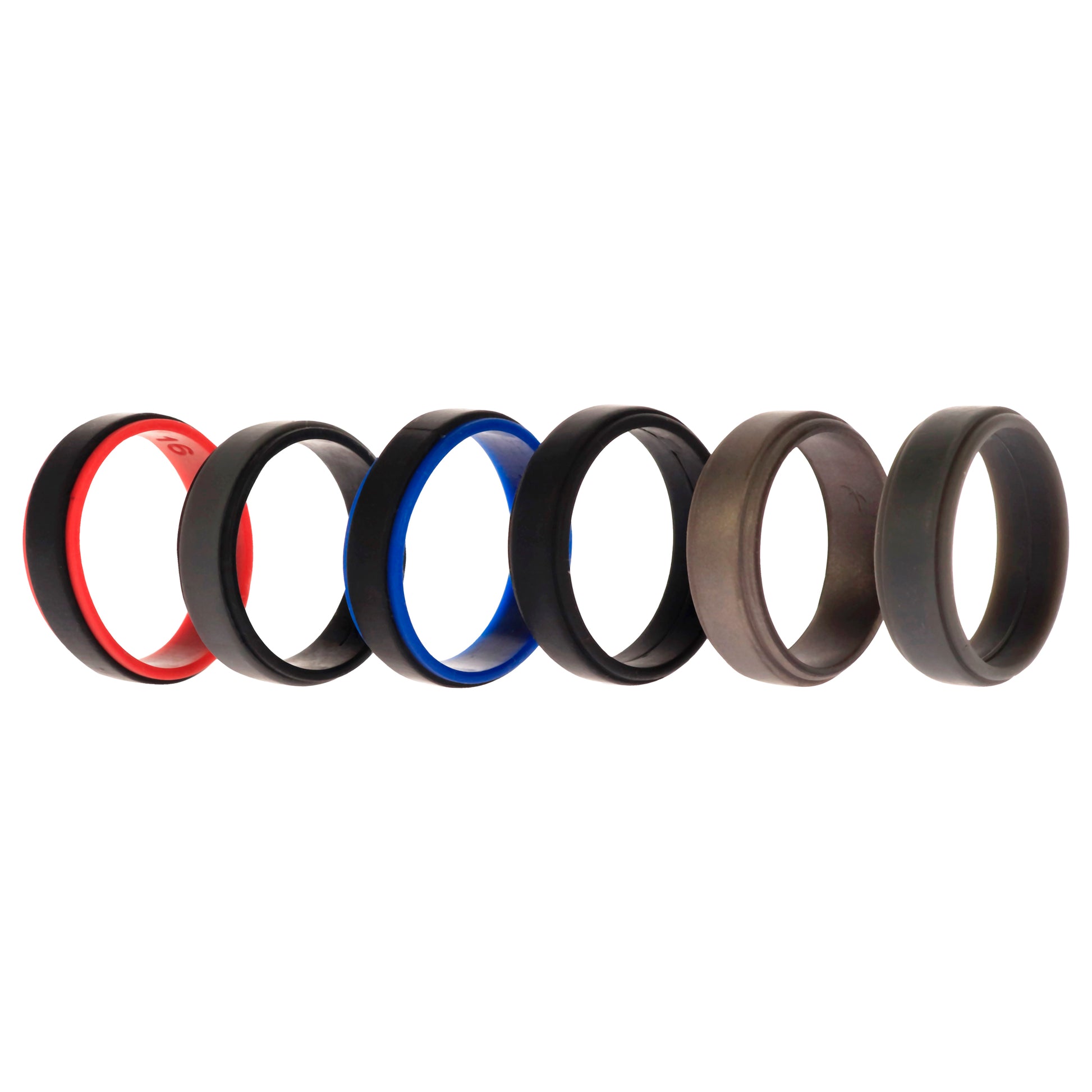 ROQ Silicone Wedding 2Layer Step Ring Set - Black