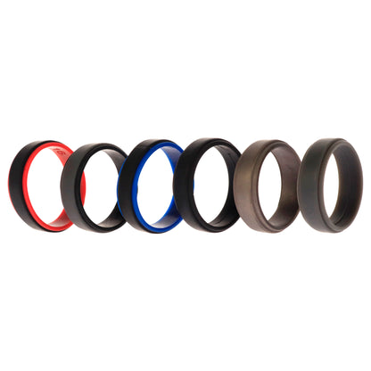 ROQ Silicone Wedding 2Layer Step Ring Set - Black
