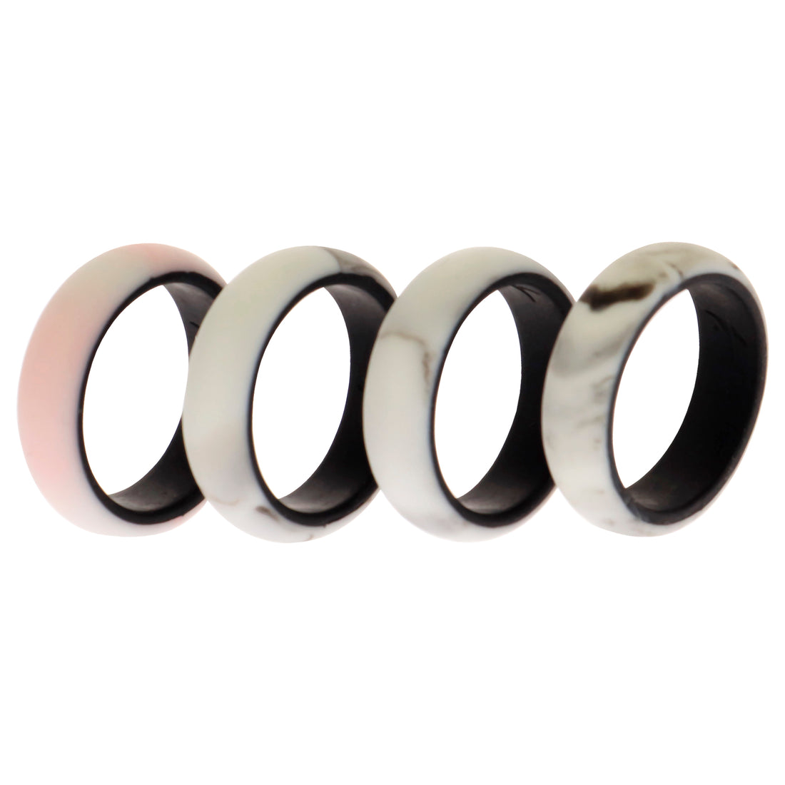 ROQ Silicone Wedding 2Layer Ring Set - Marbles