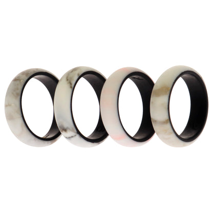 ROQ Silicone Wedding 2Layer Ring Set - Marbles
