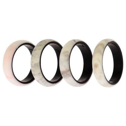 ROQ Silicone Wedding 2Layer Ring Set - Marbles