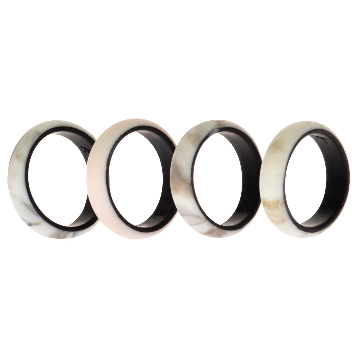 ROQ Silicone Wedding 2Layer Ring Set - Marbles