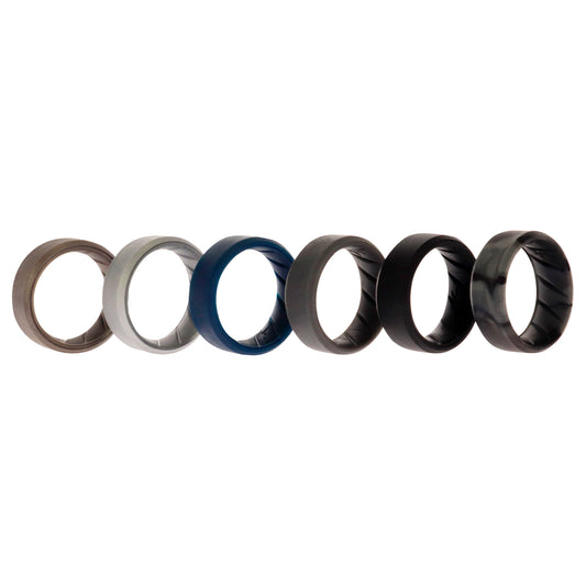 ROQ Silicone Wedding BR 8mm Ring Set - Basic-Metal
