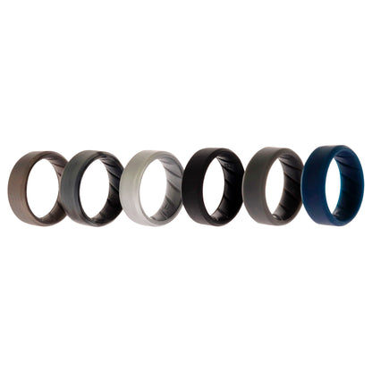ROQ Silicone Wedding BR 8mm Ring Set - Basic-Metal
