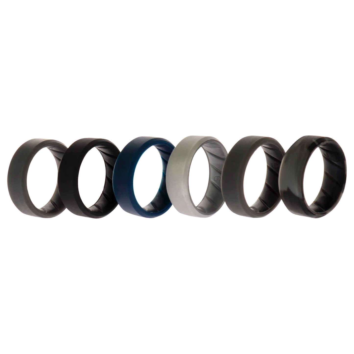 ROQ Silicone Wedding BR 8mm Ring Set - Basic-Metal
