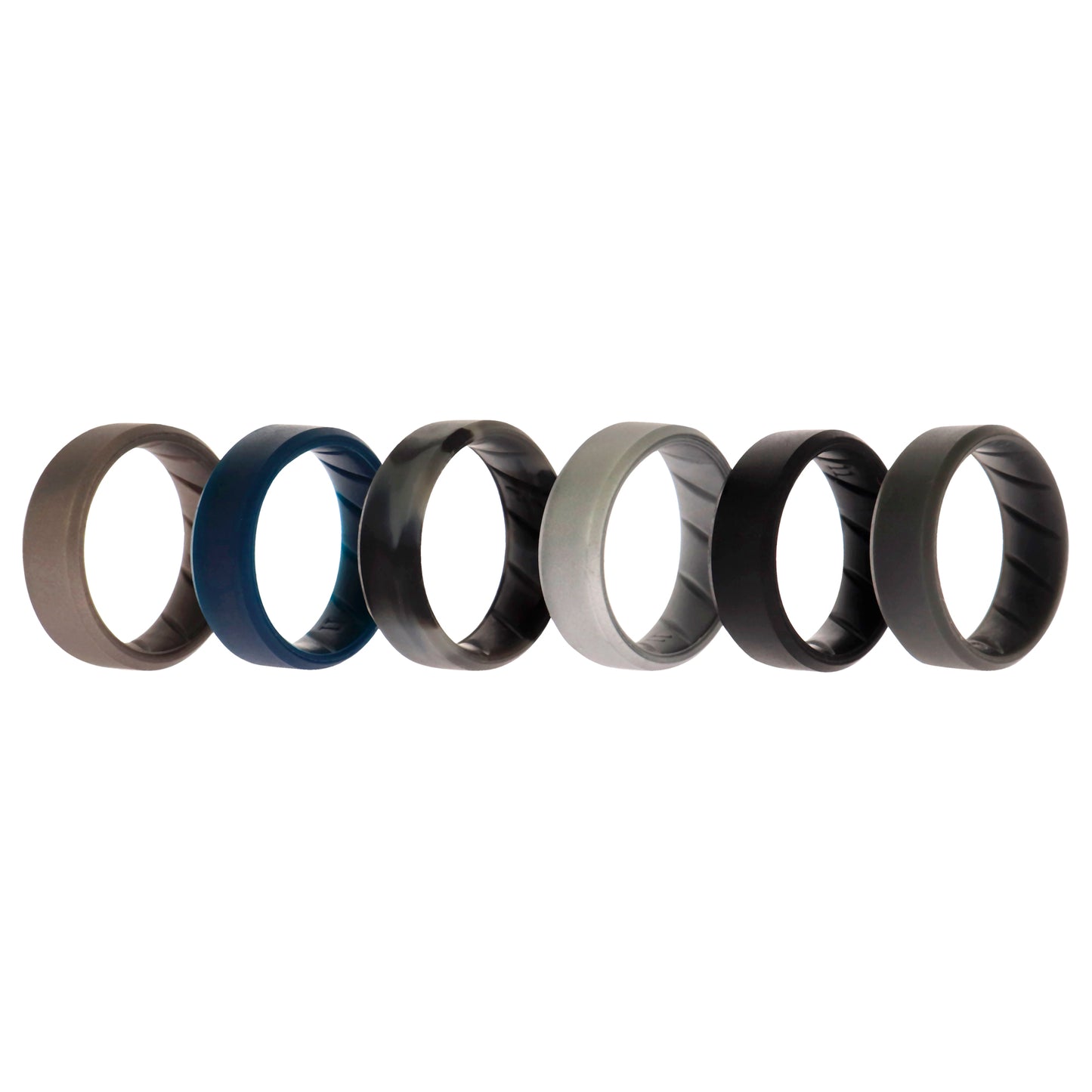 ROQ Silicone Wedding BR 8mm Ring Set - Basic-Metal