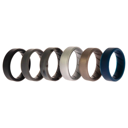 ROQ Silicone Wedding BR 8mm Ring Set - Basic-Metal