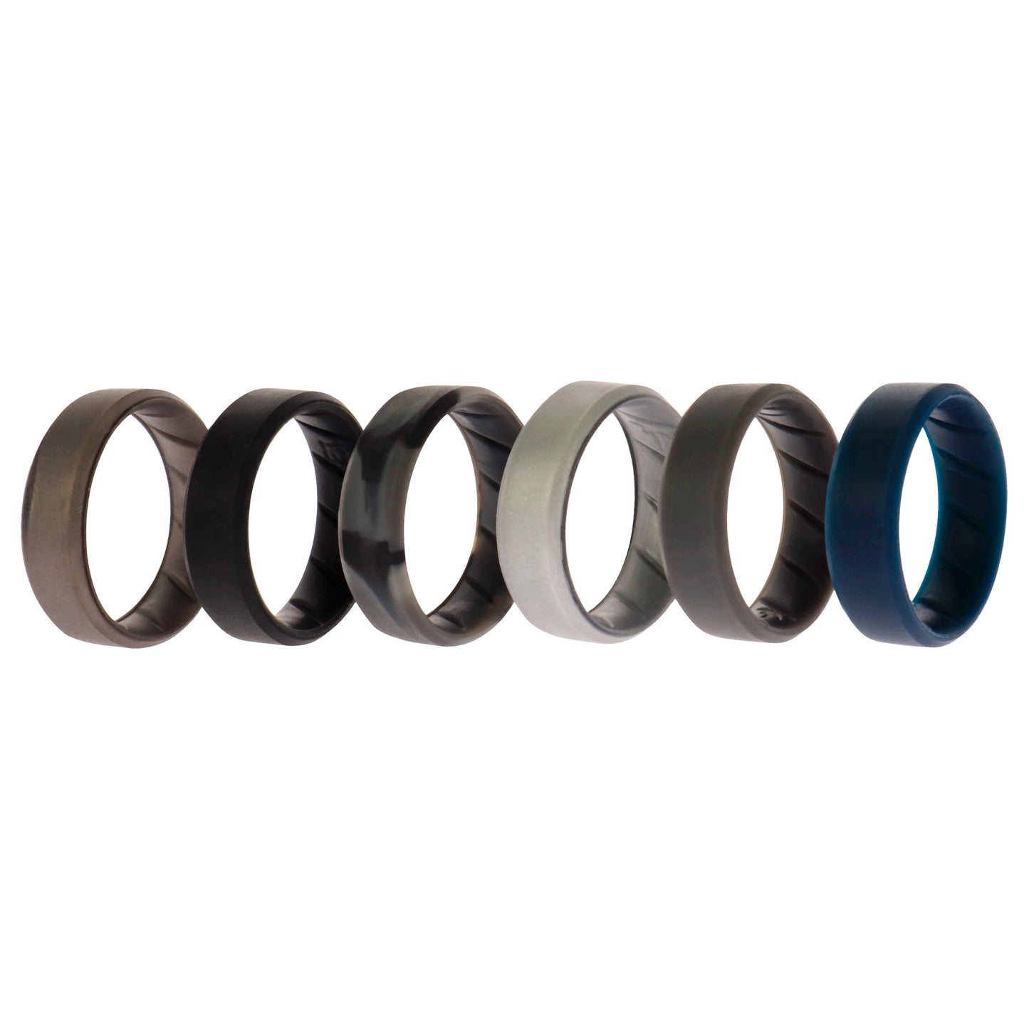 ROQ Silicone Wedding BR 8mm Ring Set - Basic-Metal