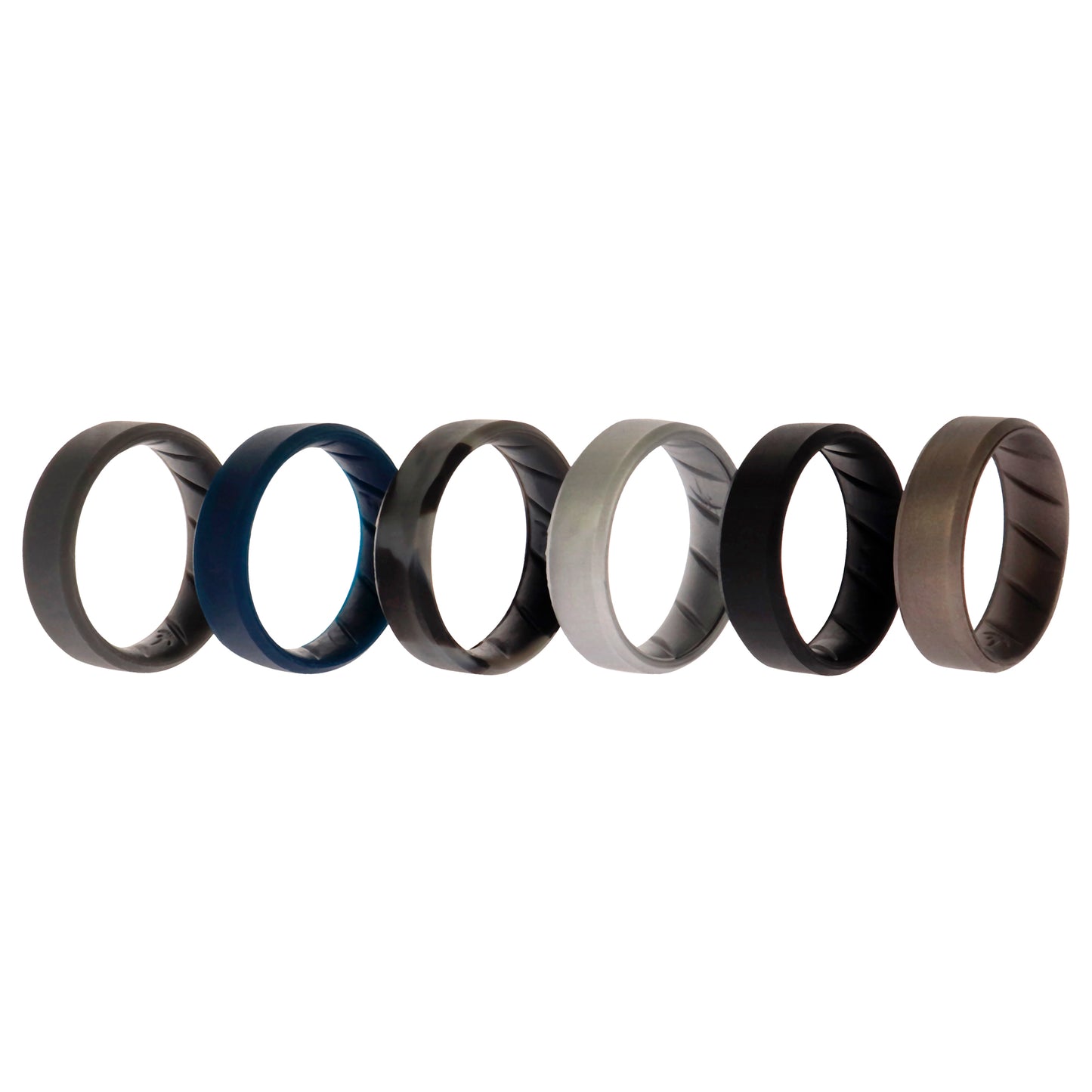 ROQ Silicone Wedding BR 8mm Ring Set - Basic-Metal