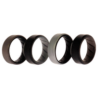 ROQ Silicone Wedding BR 8mm Edge Ring Set - Silver