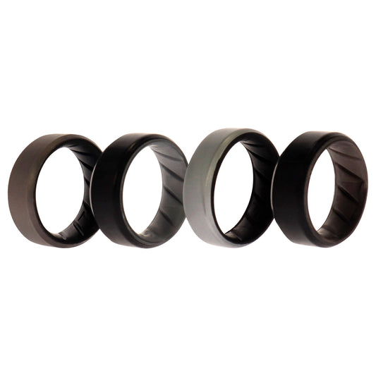 ROQ Silicone Wedding BR 8mm Edge Ring Set - Silver