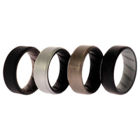 ROQ Silicone Wedding BR 8mm Edge Ring Set - Silver