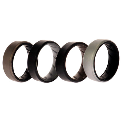 ROQ Silicone Wedding BR 8mm Edge Ring Set - Silver