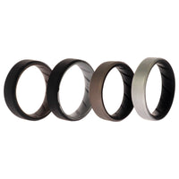 ROQ Silicone Wedding BR 8mm Edge Ring Set - Silver