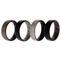 ROQ Silicone Wedding BR 8mm Edge Ring Set - Silver