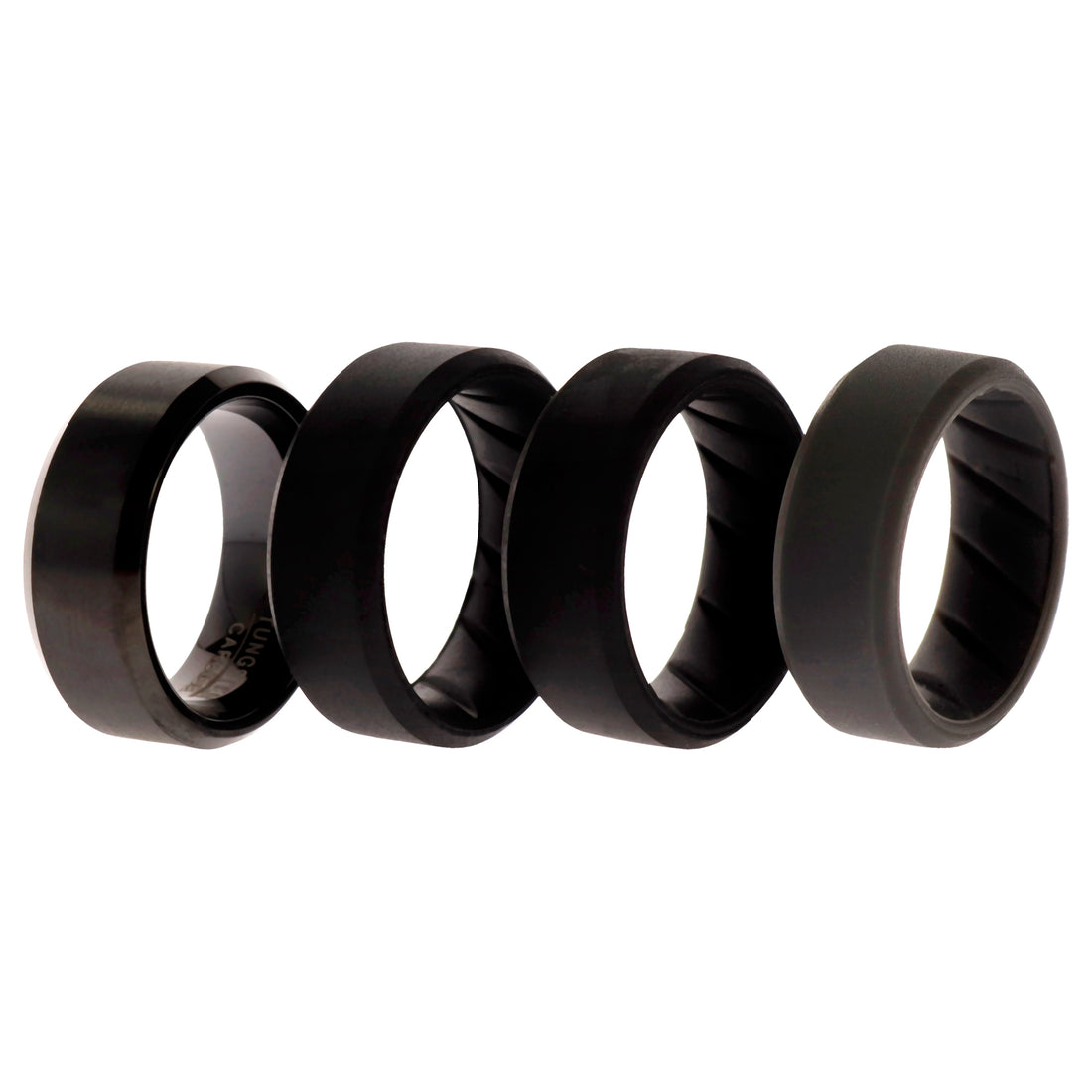 ROQ Silicone Wedding BR Twin 8mm Ring - Black
