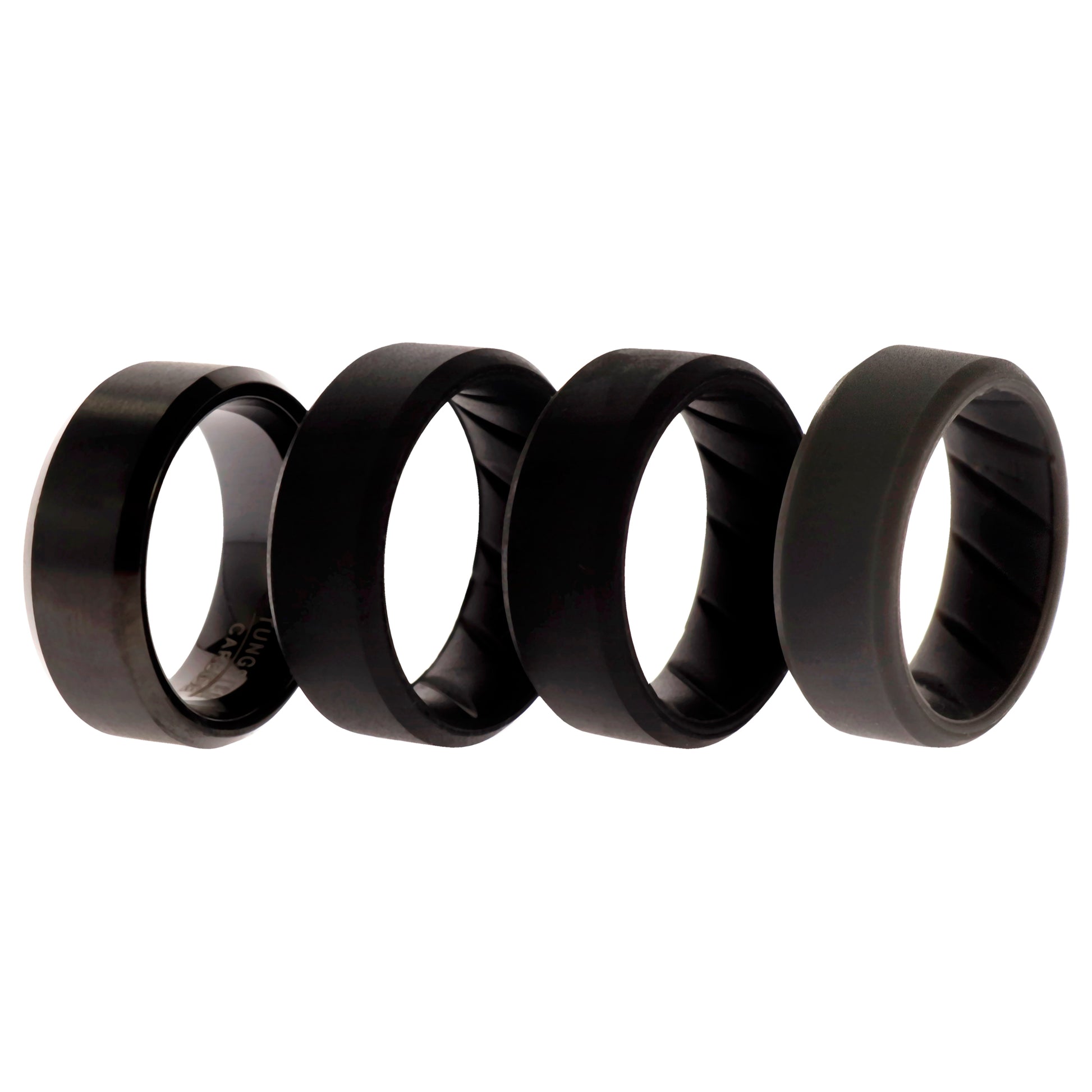 ROQ Silicone Wedding BR Twin 8mm Ring - Black