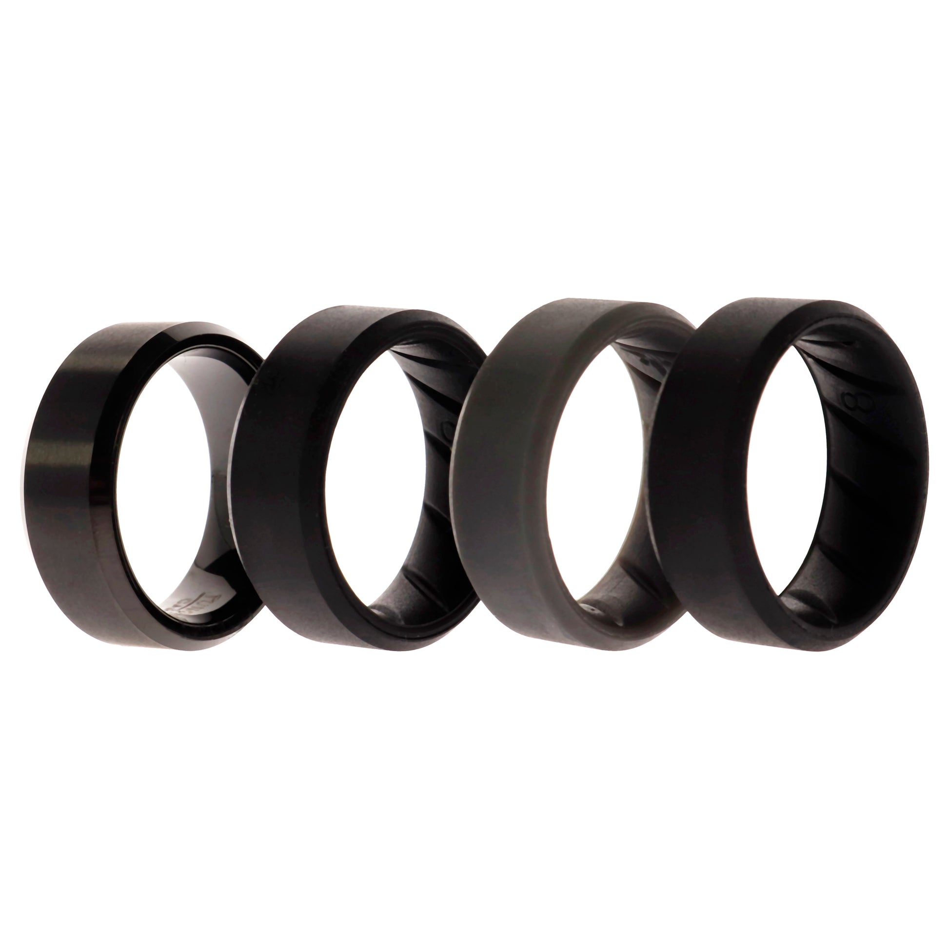 ROQ Silicone Wedding BR Twin 8mm Ring - Black
