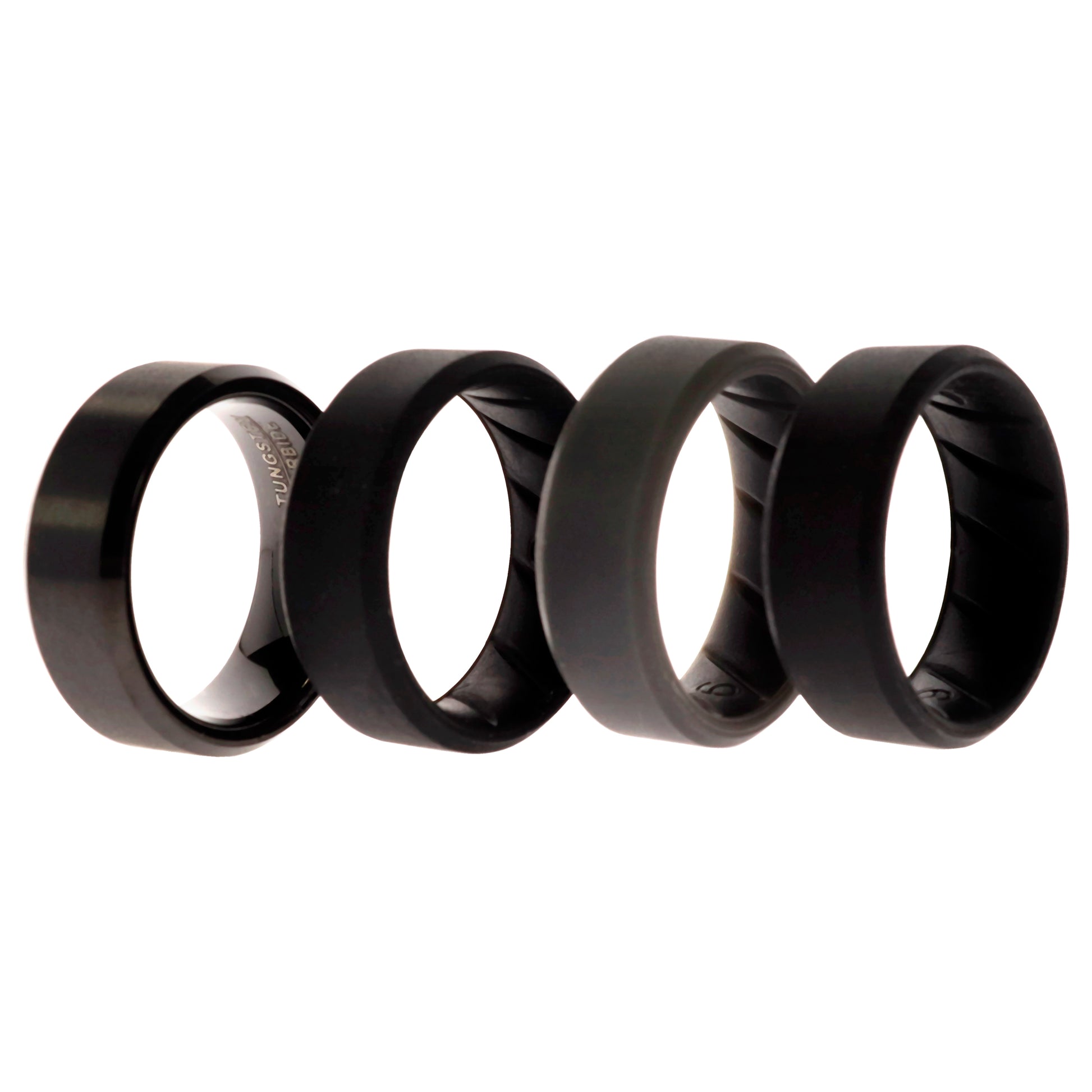 ROQ Silicone Wedding BR Twin 8mm Ring - Black