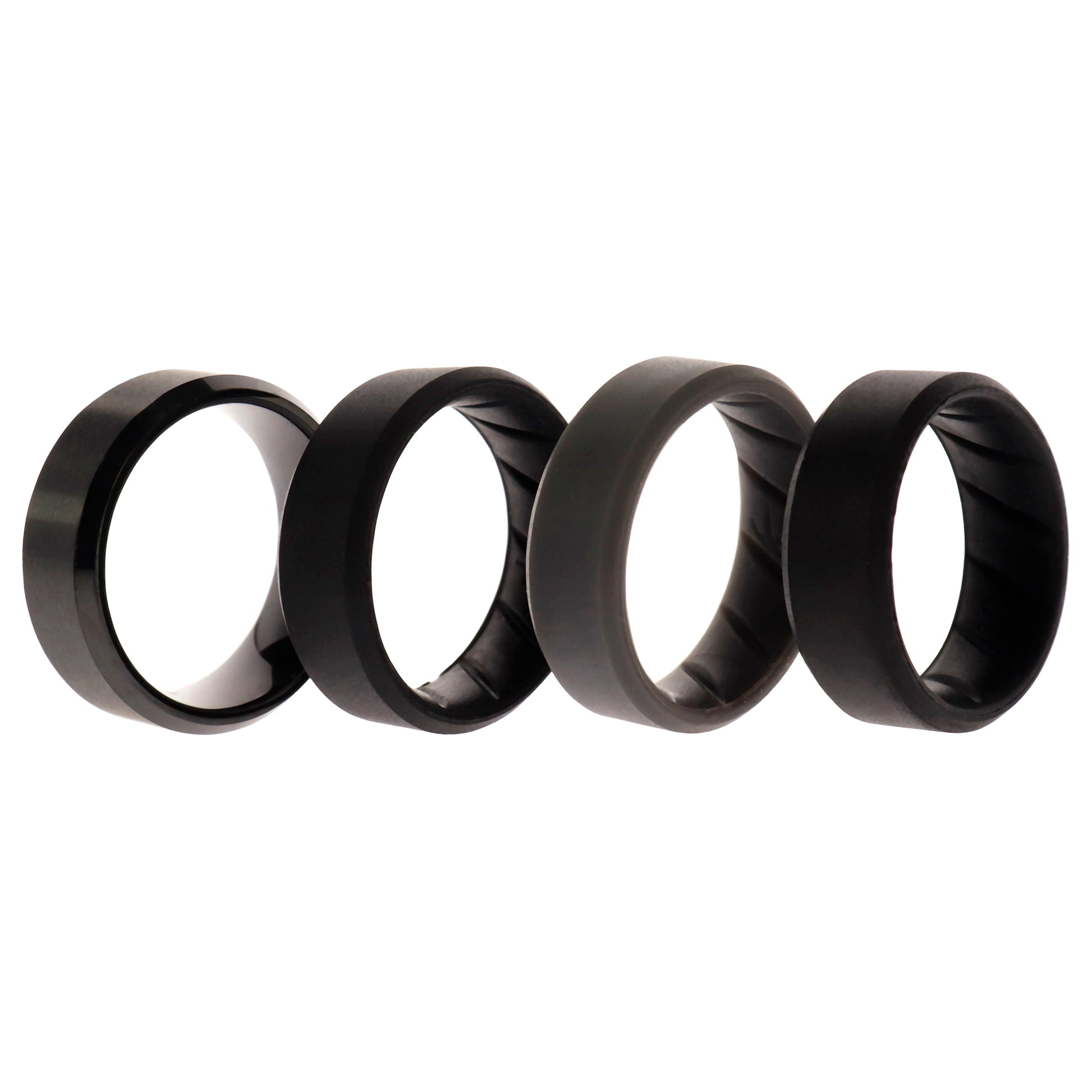 ROQ Silicone Wedding BR Twin 8mm Ring - Black