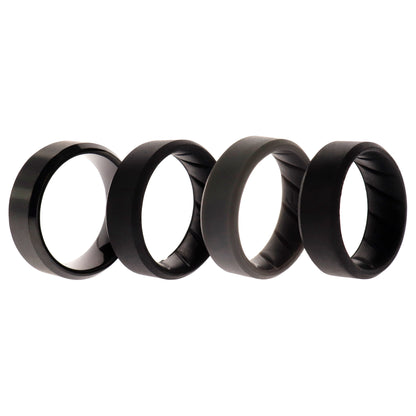 ROQ Silicone Wedding BR Twin 8mm Ring - Black