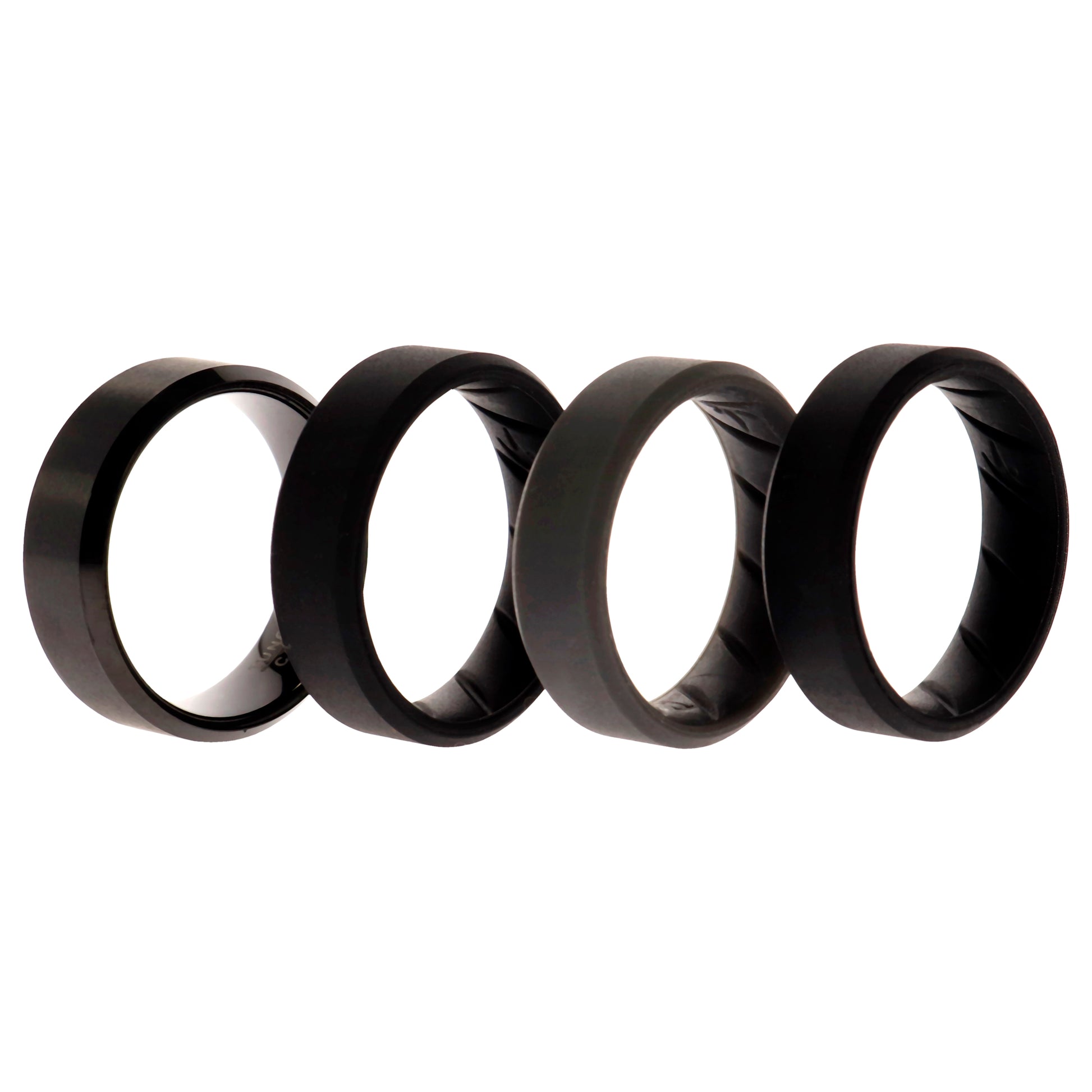 ROQ Silicone Wedding BR Twin 8mm Ring - Black