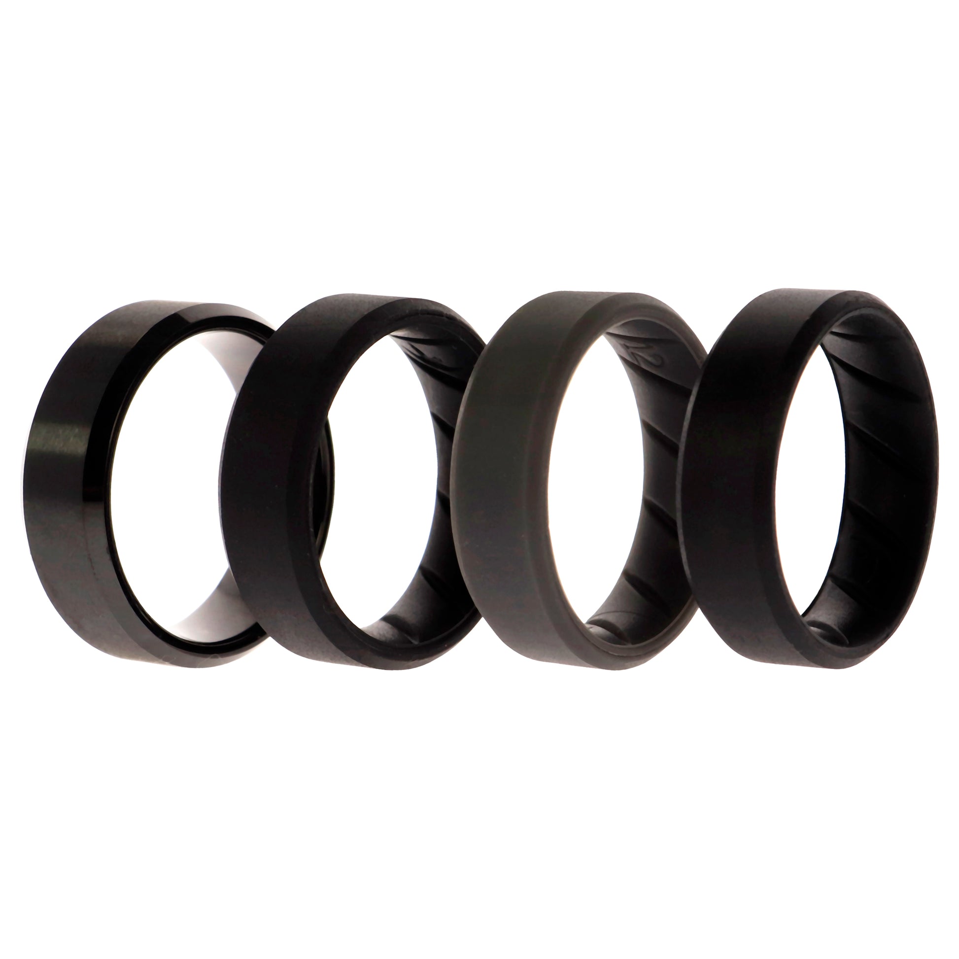 ROQ Silicone Wedding BR Twin 8mm Ring - Black