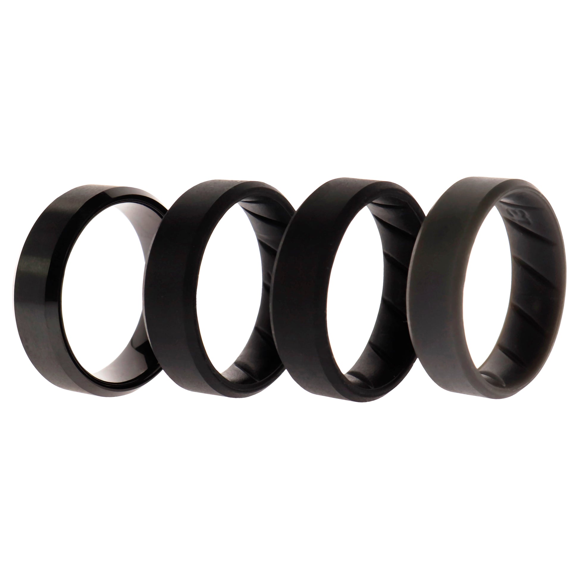 ROQ Silicone Wedding BR Twin 8mm Ring - Black
