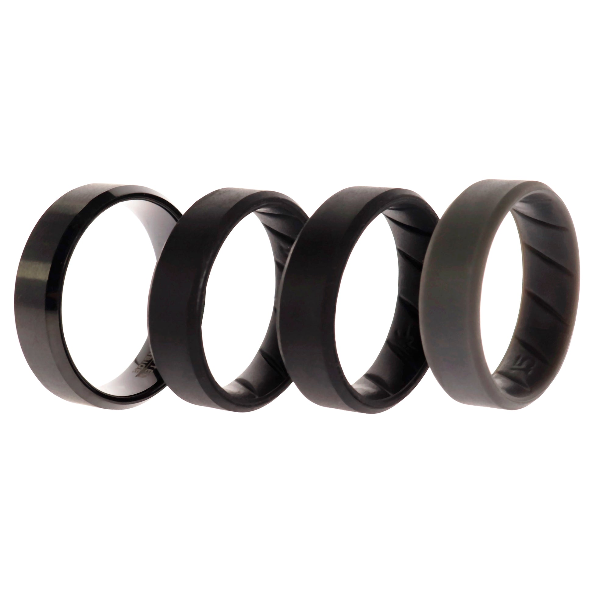 ROQ Silicone Wedding BR Twin 8mm Ring - Black