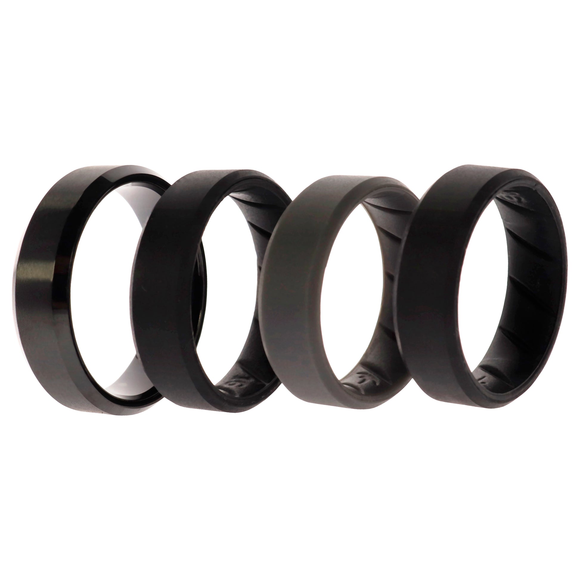 ROQ Silicone Wedding BR Twin 8mm Ring - Black
