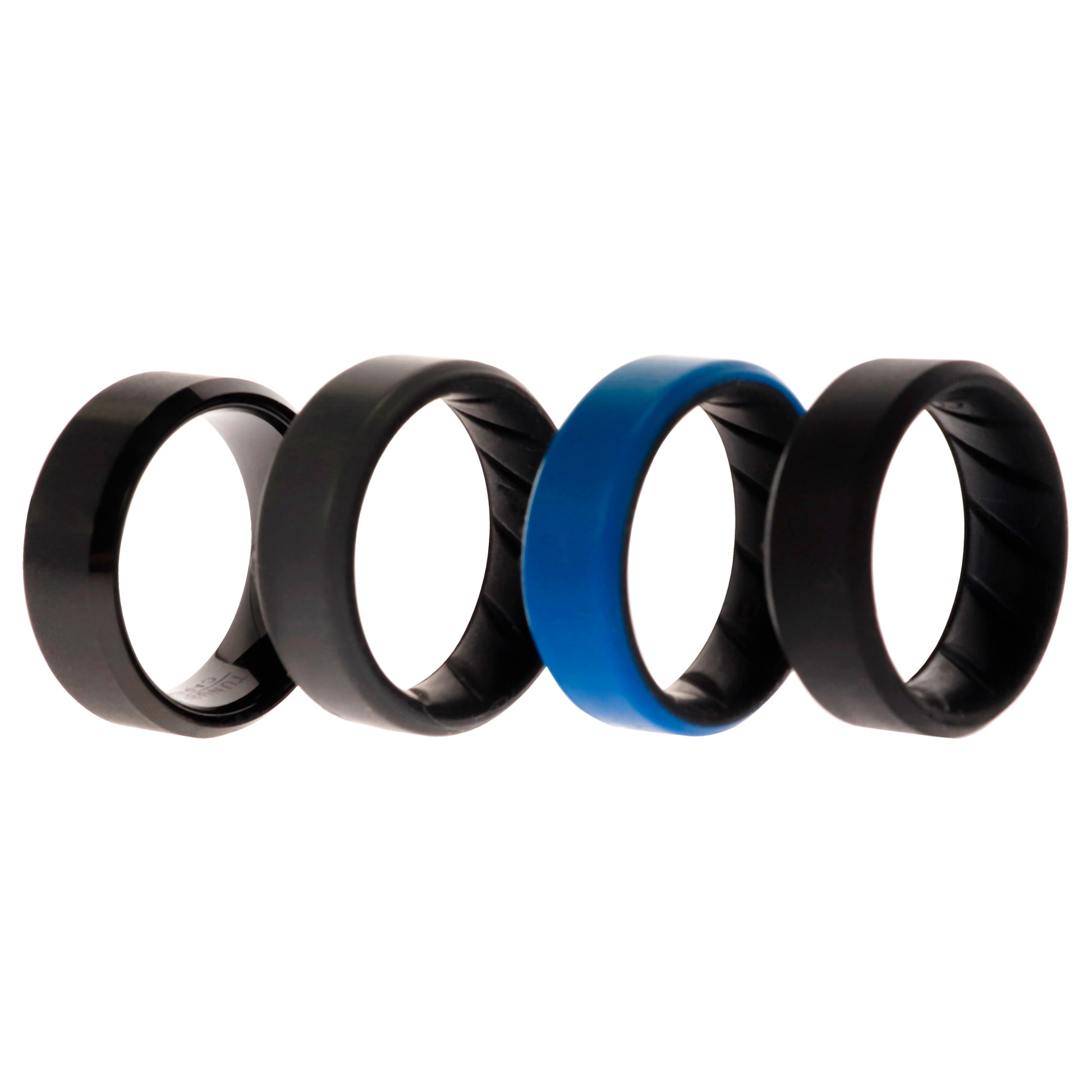 Silicone Wedding BR Twin 8mm Ring - Blue by ROQ for Men - 4 x 8 mm Ring