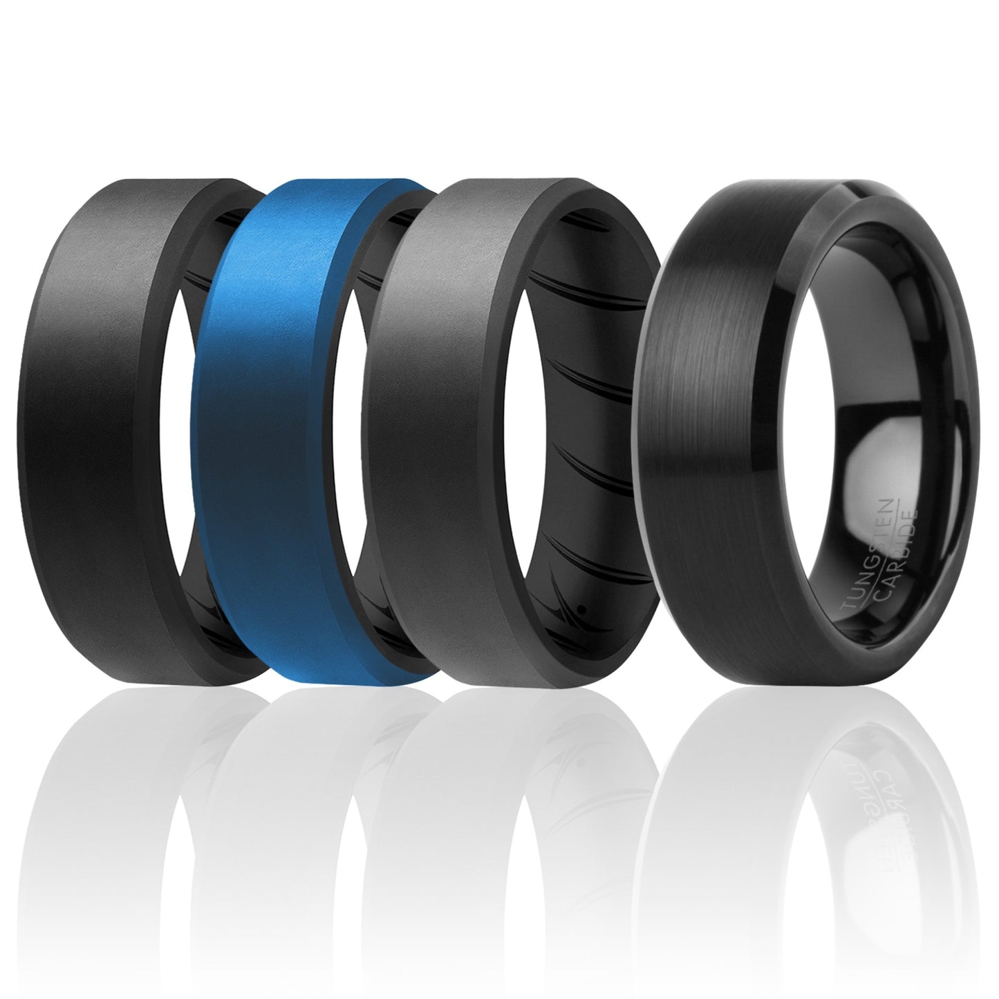 ROQ Silicone Wedding BR Twin 8mm Ring - Blue
