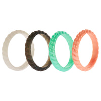 ROQ Silicone Wedding Stackble Braided Ring Set - Aqua-Rose